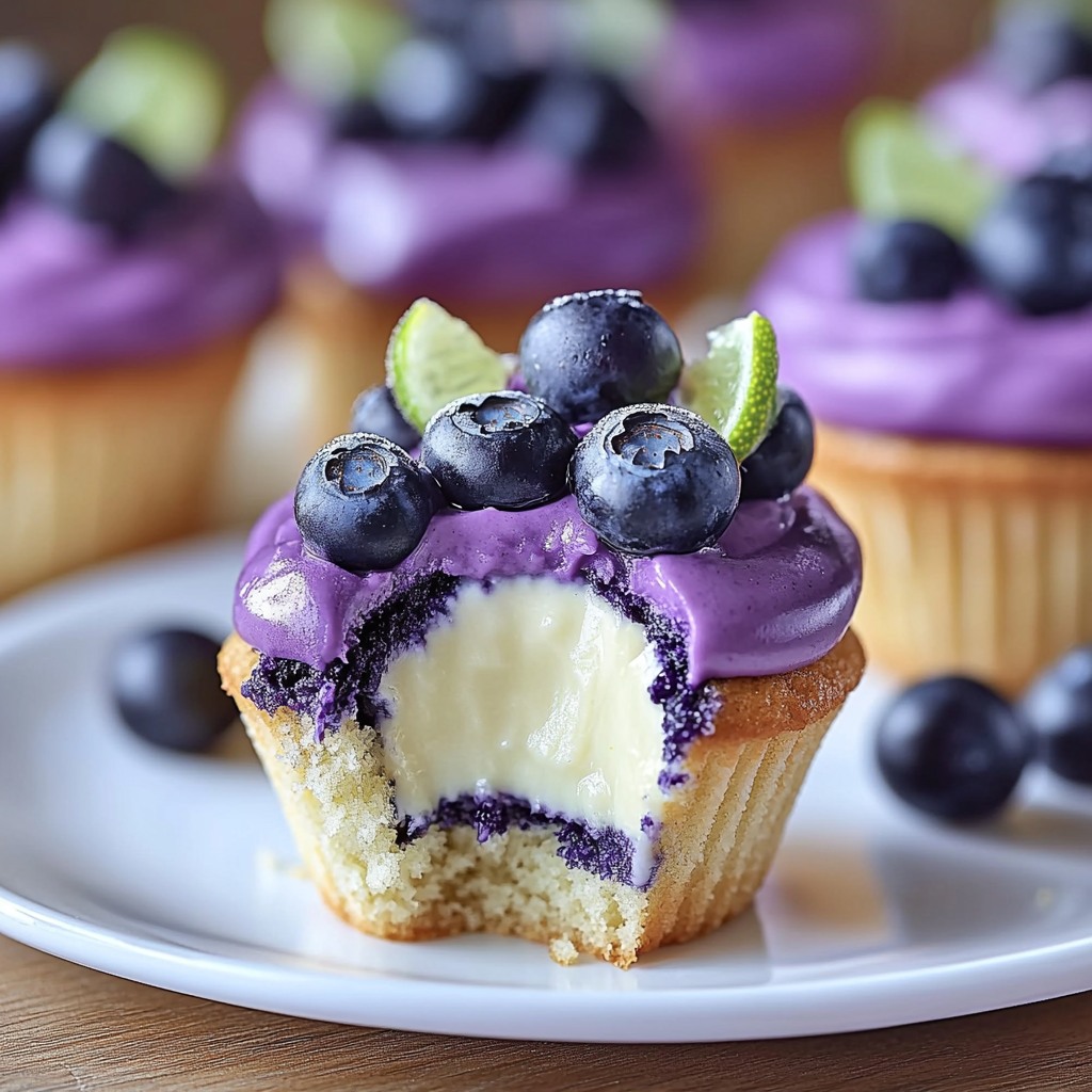 Blaubeer-Limetten-Käsekuchen-Cupcakes - Swiss-Rezepte
