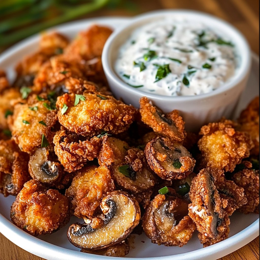 Knusprig gebratene Champignons mit kühlem Ranch-Dip - Swiss-Rezepte