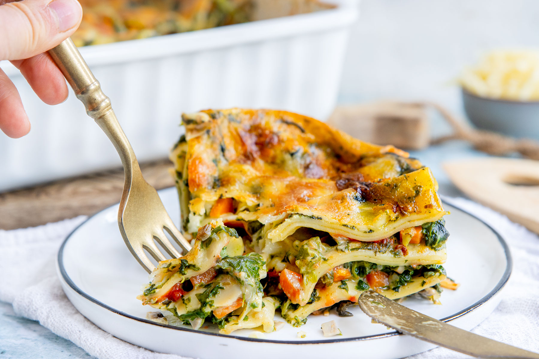 Vegetarische Gemüse-Lasagne mit Ricotta und Spinat - Swiss-Rezepte